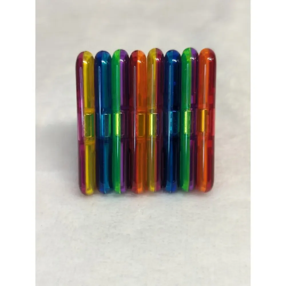 Magformers Basic Rainbow Set Multicolor Magnetic Tiles 14 Piece Instruction Book